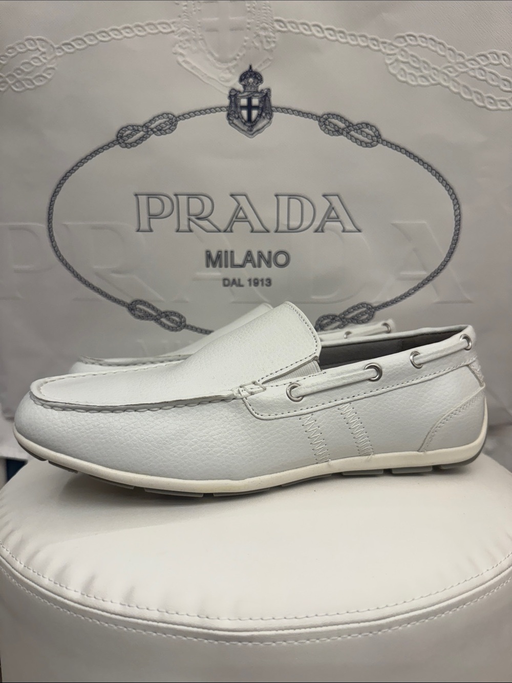 White Slip-On Driving Loafers